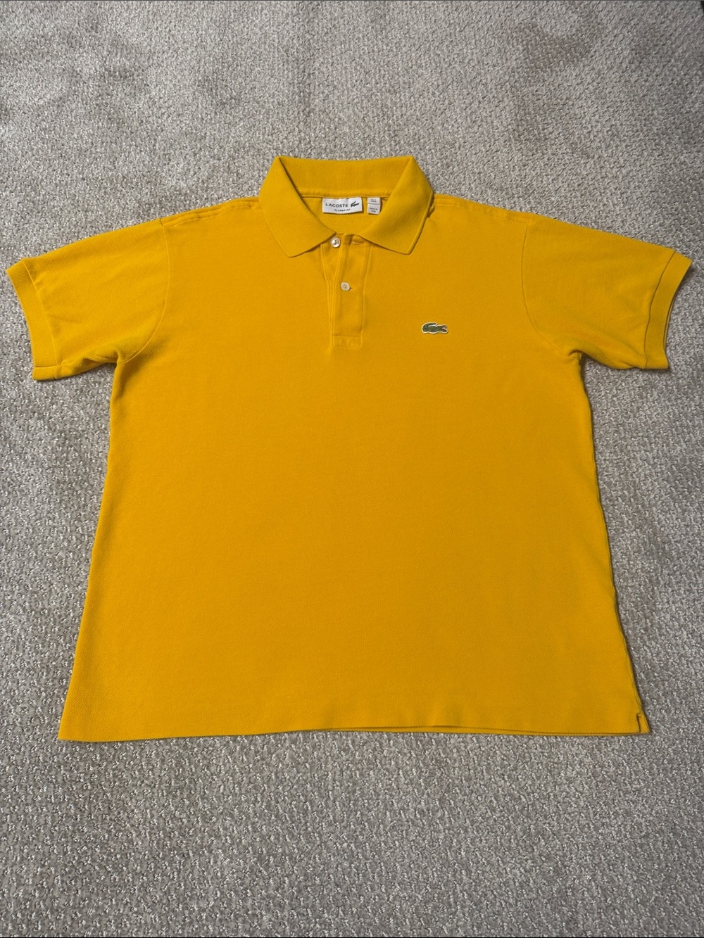 Lacoste Men’s Mustard Yellow Piqué Polo Classic Fit Size M